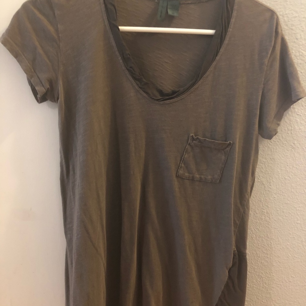 Left Of Center Anthropologie Dark Olive Green Tee